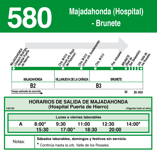 IDA: 580 Majadahonda (Hospital) - Brunete