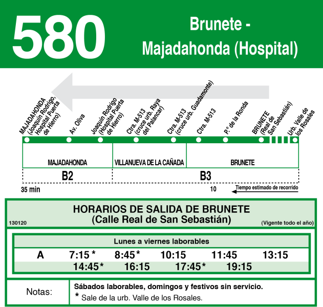 VUELTA: 580 Brunete - Majadahonda (Hospital)