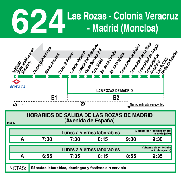 VUELTA: Las Rozas- Colonia Veracruz - Madrid (Moncloa)